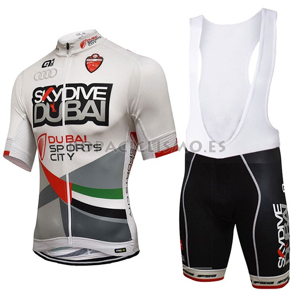 2017 Maillot Dive Dubai tirantes mangas cortas blanco